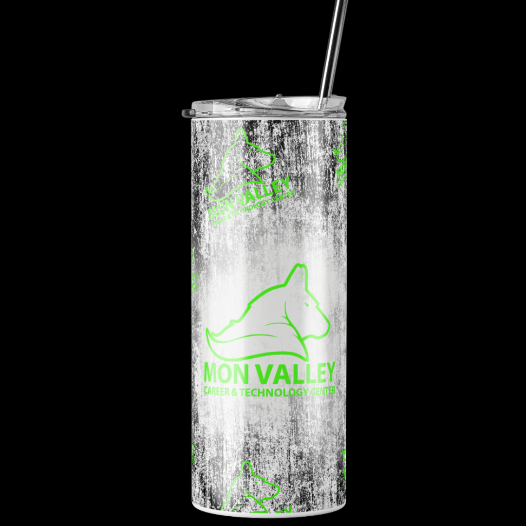 MVCTC multi logo Distressed Black and White Tumbler