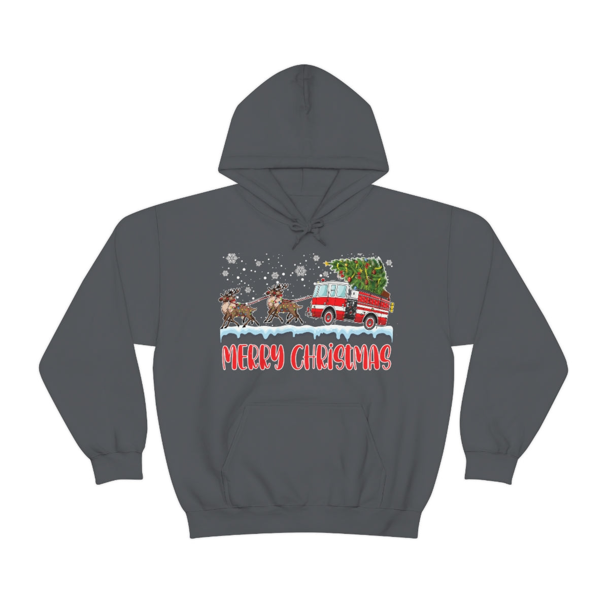 Christmas Fire Truck Hooded Sweatshirt