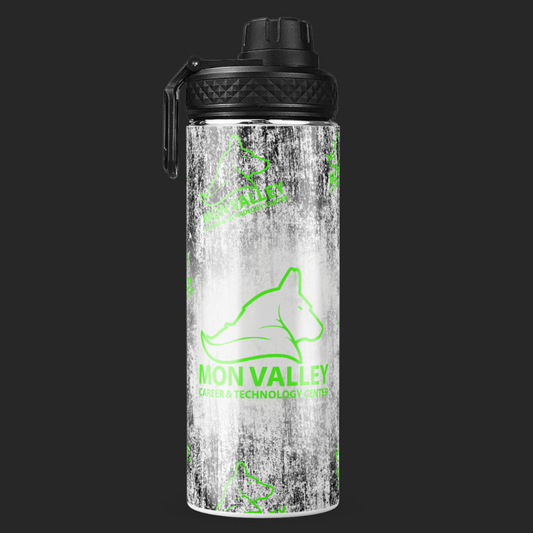 MVCTC Multi Logo Distressed Black and White Water Bottle