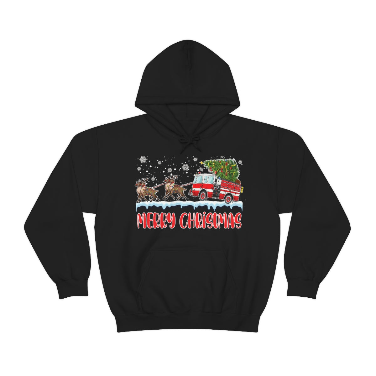 Christmas Fire Truck Hooded Sweatshirt
