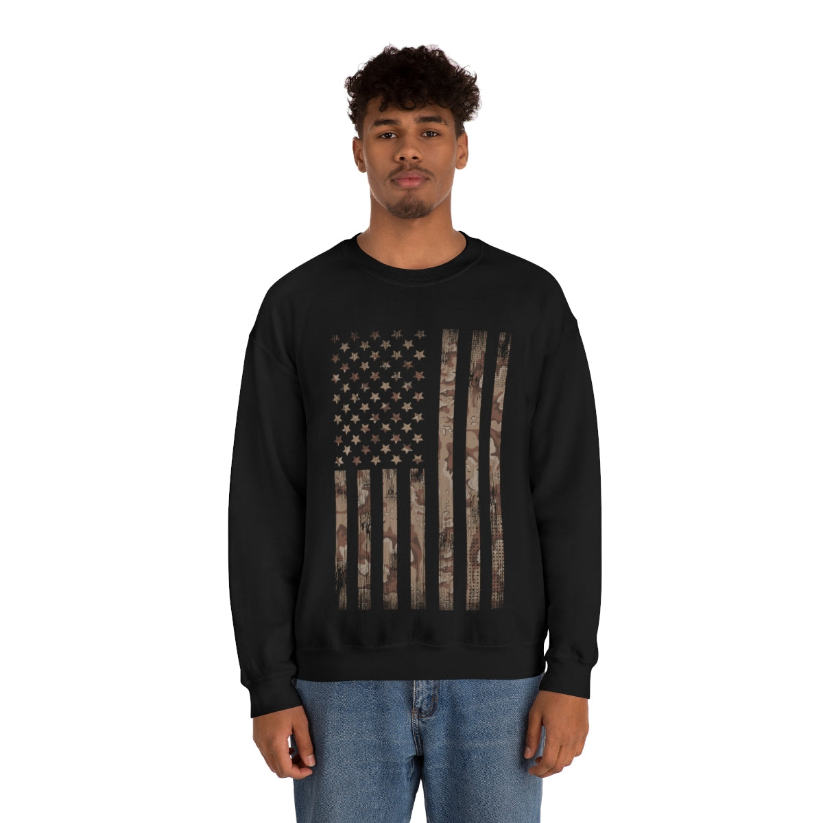 Desert Camo Flag Crewneck Sweatshirt